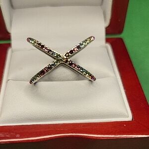 Multicolor Gemstone X Ring